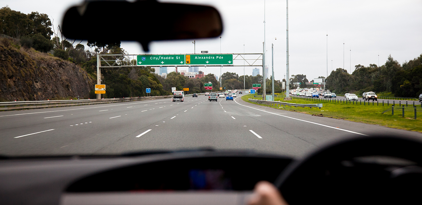 A multi-lane freeway